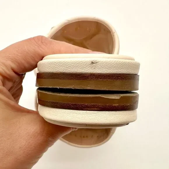 Valentino Garavani Roman Stud Flat Sandals White Leather Studded Slides EU 38.5 - Picture 9 of 13